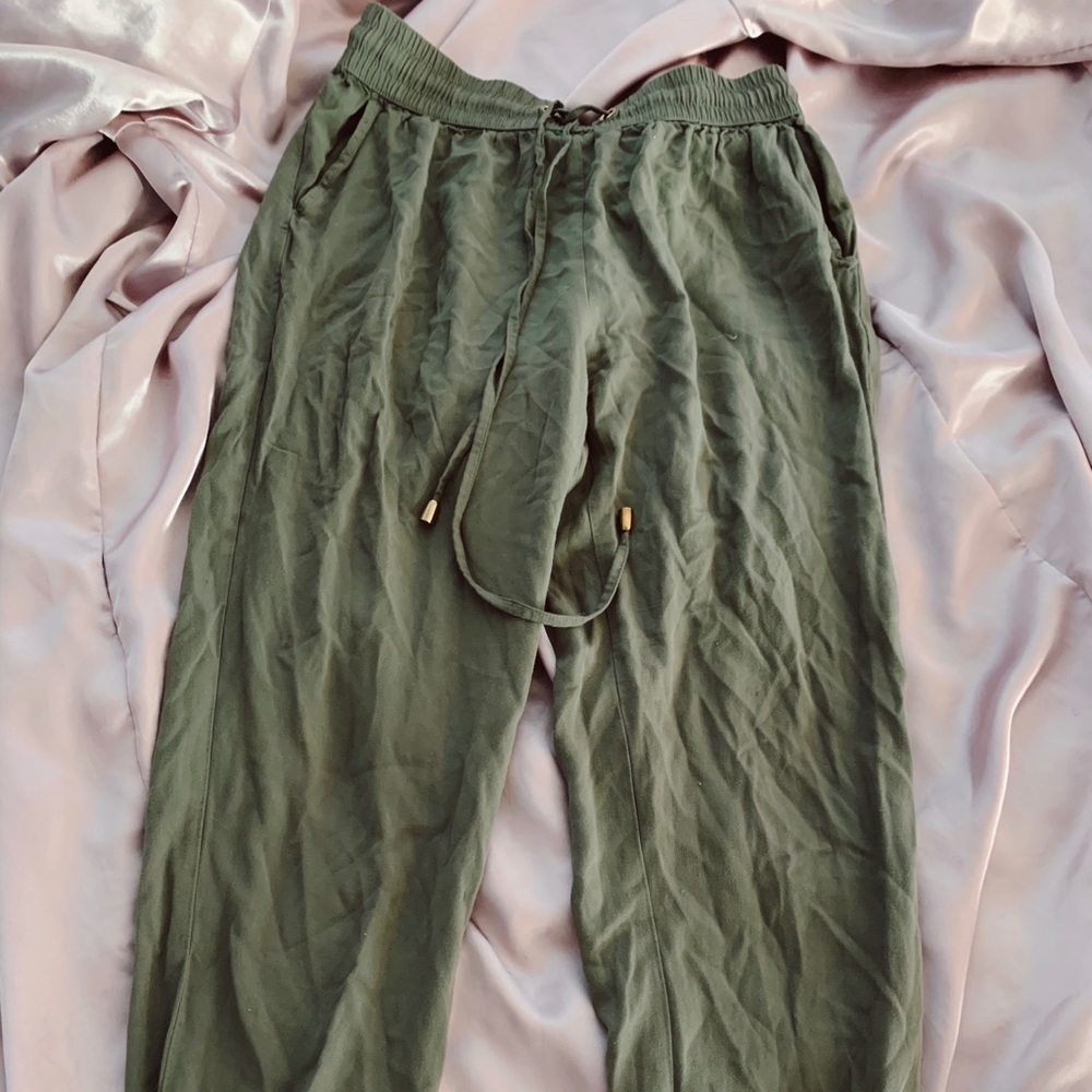 Olive green stretchy jogger pants